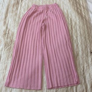 Zara Pink Ribbed Wide-Leg Knit Pants